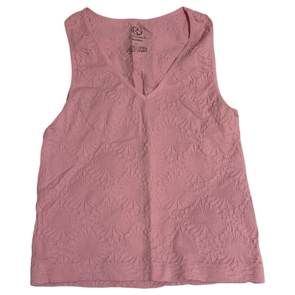 Pink Textured V-Neck Sleeveless Tank Top Women’s M/L Lightweight